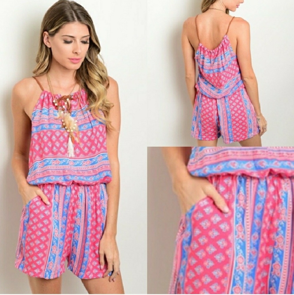 🎉HP Back to Basics 🎉Pink Romper w feather detail